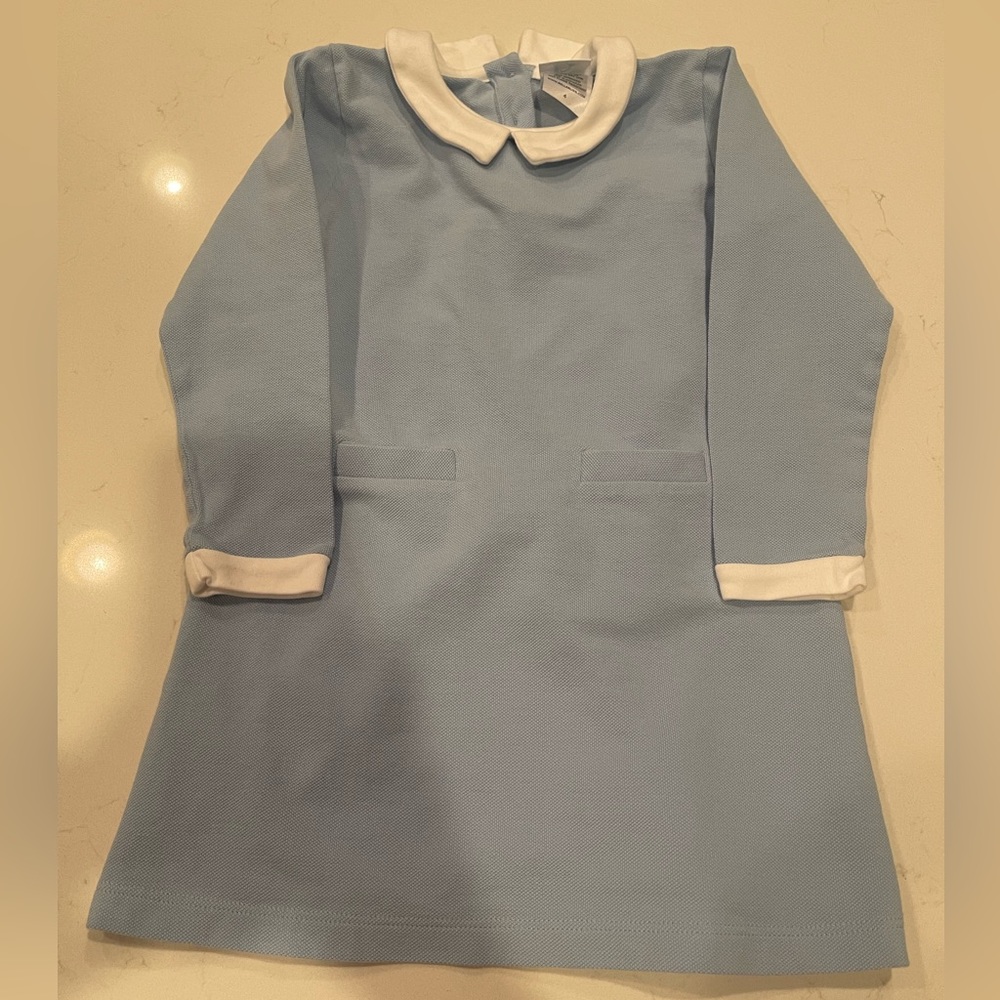 Bella Bliss 4T long sleeve blue dress with white collar
